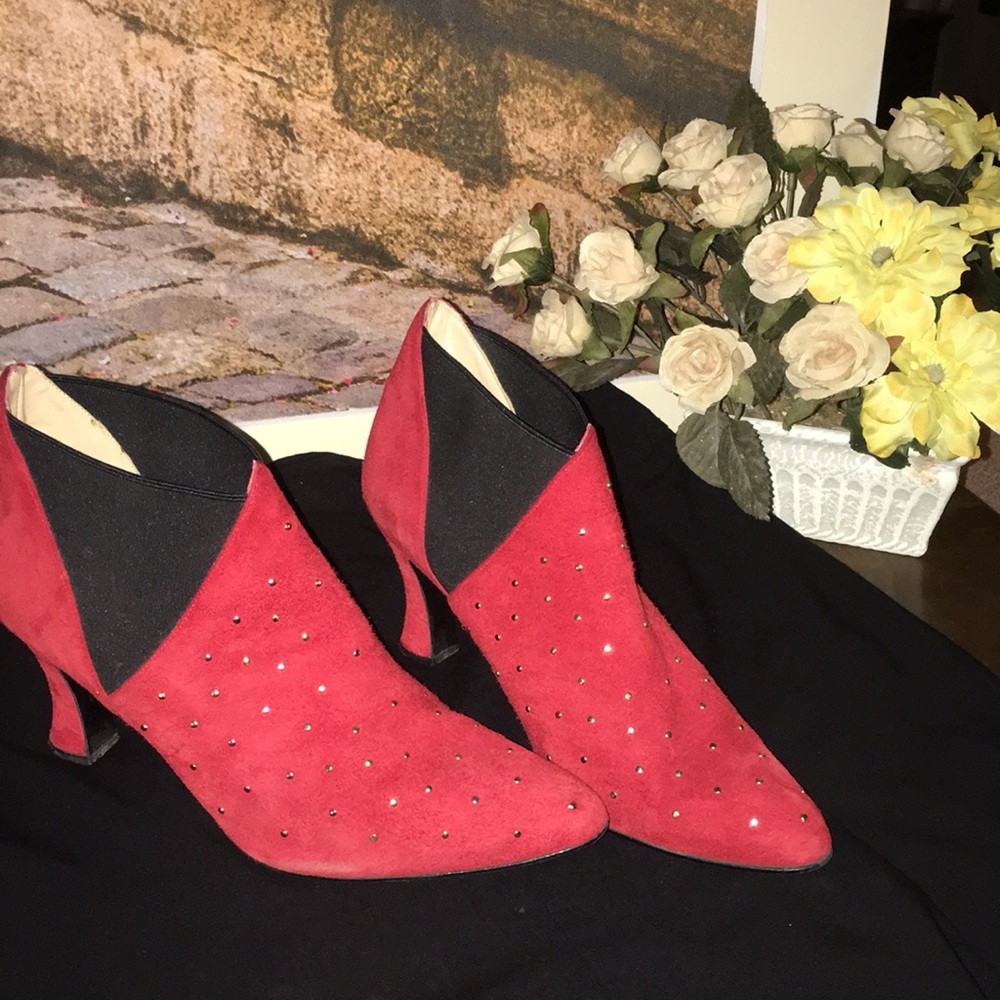 Suede studded ankle boots